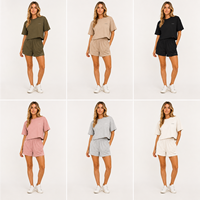 Ensemble de détente pour femme en coton OEKO-TEX, T-shirt oversize et short, personnalisation OEM, marque privée, vente en gros, faible MOQ