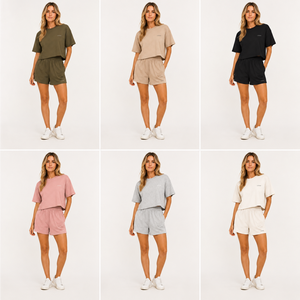 Ensemble de détente pour femme en coton OEKO-TEX, T-shirt oversize et short, personnalisation OEM, marque privée, vente en gros, faible MOQ - Product Image 5