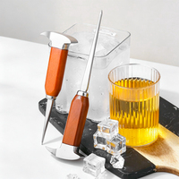 OEM ODM Ciseaux à glace et burin à double extrémité, lame de houe conique à pointe, manche en hêtre, outil de sculpture pour barman, logo personnalisé