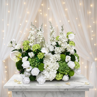 Arrangement floral de luxe vert et blanc pour mariage, fleurs artificielles vertes, boule de fleurs de lys blancs pour décoration de mariage
