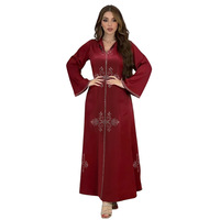 0157 Style Arabe Conception Simple Hot-fix Strass À Capuche Fente Ourlet Robe Robes