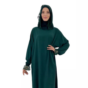 Abito Lungo con Cappuccio in Pizzo Morbido e Confortevole in Poliestere per Eid Ramadan 2026, Jilbab Nikab per Donne Musulmane - Product Image 3