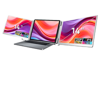 Monitor Portátil para Laptop de 14'' con Panel IPS Retroiluminado por LED, con un Cable Tipo-C, Pantallas Triples para Windows y Mac
