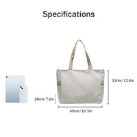 Sac fourre-tout en toile brodé tendance avec broderie personnalisée et poignées extra larges pour les magasins universitaires