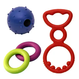 Rubber Dog Toy Small Jingle Ball / Puppy's Rubber Toy Ring / Rubber Toy Pulling Up Tug