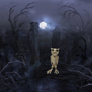 Cảnh Halloween được trang trí với mô phỏng bộ xương động vật đáng sợ Mô Hình Bộ Xương kích thước đầy đủ của một con cú - Product Image 3