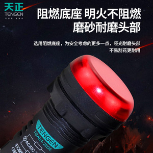 Lampe de signalisation LED Tengen TGAD1-22DE rouge 220V IP65 durable - Product Image 5