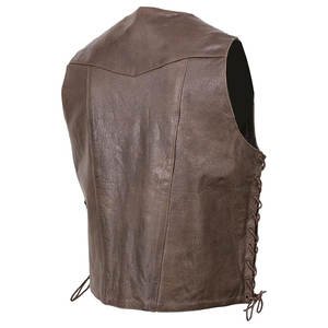 Gilet en cuir professionnel, cuir véritable, gilet rétro marron pour homme, poches latérales, col en V, gilet de qualité supérieure, fabriqué sur mesure - Product Image 6