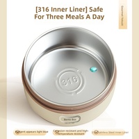 Boîte à lunch isotherme à double compartiment en acier inoxydable 304 et bol à soupe avec couvercle, compatible micro-ondes, portable, anti-goutte, récipient thermique