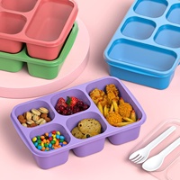 Boîte à bento pour adultes, boîte à lunch à 5 compartiments, récipient de préparation des repas pour enfants, contenants de stockage alimentaire réutilisables avec couvercles transparents