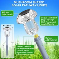 Lampe solaire LED d'extérieur en forme de champignon pour jardin et pelouse, à allumage automatique, batterie remplaçable, résistante à l'eau, lumière du jour 6000K, pour une éclairage paysager nocturne durable
