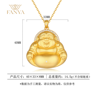 Collar FANYA FYXL1282 con Colgante de Buda Estilo Budista en Aleación de Cobre Chapado en Oro con Circonita Cúbica, Regalo de Boda Moderno - Product Image 3