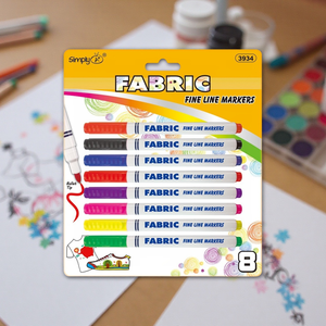 Ensemble de 8 couleurs Simplement 3934 marqueurs de lignes fines en tissu PLA Stylos textiles à encre permanente certifiés ASTM Papier moyen pour vêtements/toile - Product Image 4