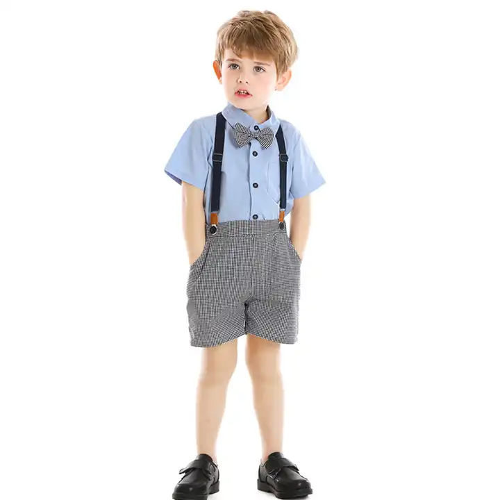 4pcs Toddler Baby Boy Outfits Shirt +Suspender+Denim Pants Jeans+Bow Clothes  Set | eBay