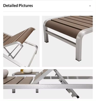 Chaise longue de piscine en aluminium couleur marron, en poly bois, pour jardin, restaurant, hôtel, piscine, en promotion