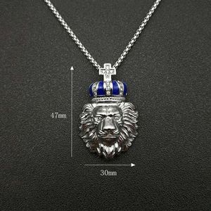 Yunnique – collier avec pendentif tête de lion, en acier inoxydable, plaqué or et argent, bijoux sur le thème des animaux, cadeau pour hommes - Product Image 4