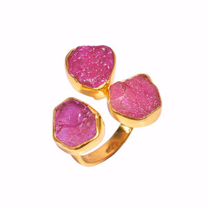 แหวนพลอย925เงินสเตอร์ลิงทำด้วยมือโรสควอตซ์ชุบทองลายน่ารักสไตล์ฝาการตั้งค่าเครื่องประดับชั้นดีผู้ส่งออก - Product Image 2