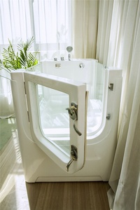 Bañera de Acrílico para Perros con Diseño Moderno, <span class=keywords><strong>Escaleras</strong></span>, Hidromasaje, Ozono, Estación de Autolimpieza, Independiente, 8 Jets, 220V/110V, Spa Eléctrico para Perros - Product Image 4