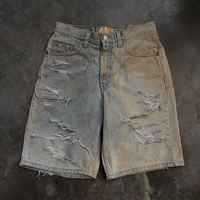 EIDEO OEM ODM Custo Eco bleach Stone Wash Ripped Patch Straight Denim Shorts Straight Fit Shorts Cuffs Distressed Jorts pour Hommes