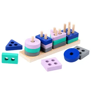 blocs 1 ans fille Suppliers-Jouets en bois éducatif préscolaire pour enfants, blocs de planche géométriques pour la cognition des couleurs, pour les garçons et les filles de 1, 2, 3, 4 à 5 ans