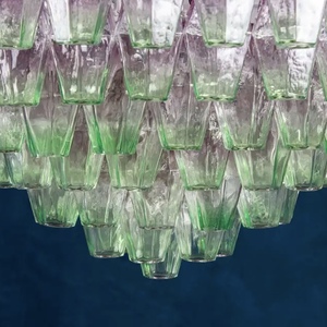 Collezione <span class=keywords><strong>Venini</strong></span> del Mid-20th secolo Murano sorprendente Poliedri lampadario in vetro soffiato Murano rosa e verde per sala da pranzo - Product Image 4