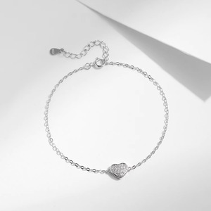 Bracelet en argent sterling 925 plaqué rhodium avec zircone cubique en forme de cœur, bracelet pour femmes - Product Image 2