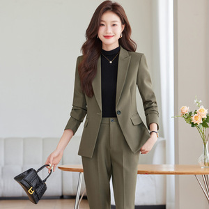 Women's Suit Set Three Quarter Sleeve <b>Wool</b> Blend Anti-Wrinkle Business Casual Office Lady Wear - Product Image 4