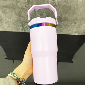 Gobelet en paille plaqué arc-en-ciel 20oz pour enfants bouteille d'eau en acier inoxydable isolée sous vide tasse de voyage sportive à double paroi - Product Image 5