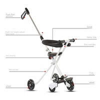 Poussette Écologique HONYON pour Enfants à Trois Roues en Alliage d'Aluminium, Pliable, Légère, Capacité de Charge de 20 KG, Adaptée aux Avions