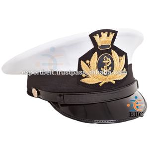 Gorra de Pico de Algodón/PVC/Lana con Bordado Dorado de Capitán Almirante para Hombre SIHAWK OEM, Gorra de Oficial al por Mayor - Product Image 5