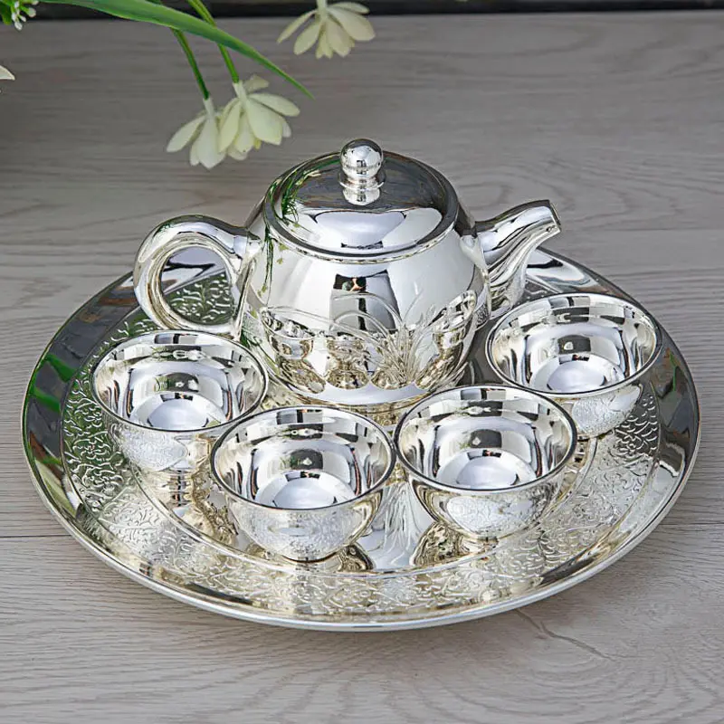 कियान हू व्यक्तिगत जापानी चाय के बर्तन कप सेट विंटेज जिंक मिश्र धातु के लिए घर पार्टी की आपूर्ति सजावट सेट