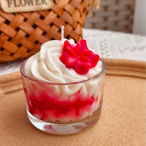 Glass <b>Cup</b> Dessert Scented Candle Simulation Cream Fruit Cake Handmade Home Decor Souvenir Gift - Product Image 6