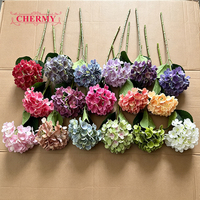 Bunga Artifisial Dalian Chermy Berkualitas Tinggi 3D Real Touch Bunga Lateks Hijau Hydrangea Bunga Artifisial untuk Dekorasi Pernikahan