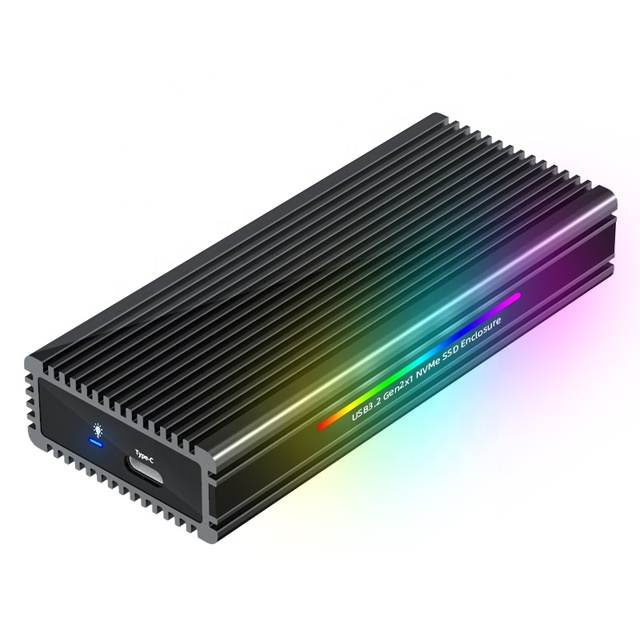 MAIWO RGB Gaming Design Type-C NVMe and SATA Combo HDD Enclosure USB 3.2 Type-C RGB Enclosure for M.2 PCIe NVMe/SATA SSD