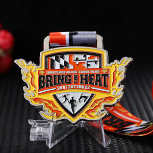Fábrica al por mayor medalla deporte esmalte Logo letra aleación de zinc medalla atlética 3D fuego forma Premio medallas para personalizar - Product Image 5