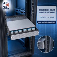 KEXINT Panneau de brassage fibre optique haute densité 2U ODF avec 24 cassettes MPO pour 288 fibres, type coulissant, montage en rack 19 pouces