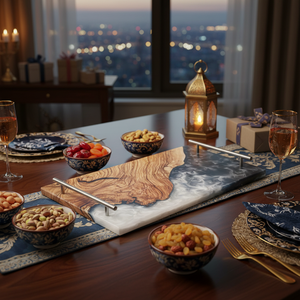 Wood-Resin Customizable Luxury Dining <b>Table</b> Home Decor Food Surf Tray <b>Kitchen</b> Gift Ramadan Diwali Wedding Modern Design - Product Image 3