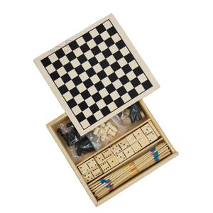 Juguetes clásicos de madera 4 en 1, juego de juguetes de madera de 4 juegos de mesa Mikado, palos de recogida, Damas, dominó de ajedrez para fiesta, juego de viaje - Product Image 2