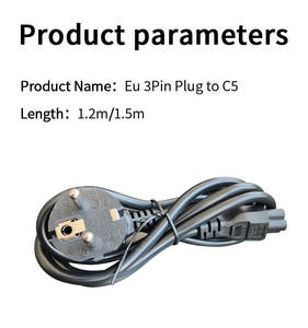 Eu-Standaard-Gecertificeerd 0,75 Mm ² 3-Pins Tot C5 Netsnoer 1.2M Zwart | Hoge Stroomkabel Voor Laptops, Printers - Product Image 5