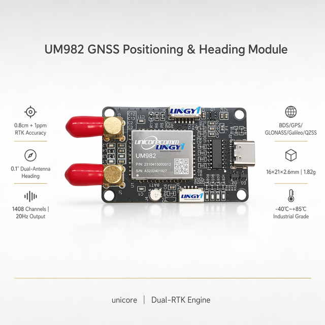 UM982 RTK GPS Module PIN GNSS/GPS Receiver for Industrial Applications with SMA and USB for Drone Development Board