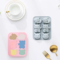Candyer Moule à gâteau en silicone personnalisé, motifs panda et éléphant mignons - Compatible lave-vaisselle et four, pour pudding, gelée, chocolat, pâtisserie et savon