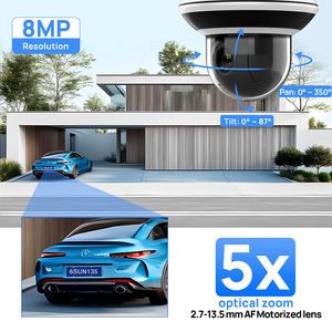 กล้อง IP กลางแจ้ง4K 8MP POE กล้องรักษาความปลอดภัยแบบโดม PTZ IP 5X ซูมออปติคอลขนาด<span class=keywords><strong>2.7</strong></span>-<span class=keywords><strong>13.5</strong></span>มม. การตรวจจับยานพาหนะของมนุษย์ระบบเสียง2ทาง - Product Image 5