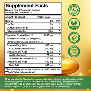 Hoogwaardige OEM/ODM Private Label Natuurlijke <span class=keywords><strong>Omega</strong></span> <span class=keywords><strong>3</strong></span> Softgels Vegan Capsules Voedingssupplementen Visolie <span class=keywords><strong>Omega</strong></span> <span class=keywords><strong>3</strong></span> <span class=keywords><strong>6</strong></span> <span class=keywords><strong>9</strong></span> Softgels Halal - Product Image 4