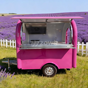 Remorque alimentaire mobile incurvée, couleur au choix, avec fenêtre de service ouverte, évier intégré et hotte d'extraction - Product Image 2
