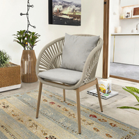 Ensemble de table et de chaises de salle à manger et de salon d'extérieur moderne avec cadre en aluminium et rotin PE durable pour une utilisation en café, sur balcon