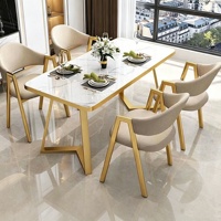 Ensemble table et chaises de salle à manger en métal de style moderne avec tissu doux pour la maison, le restaurant, l'hôtel, l'appartement, le salon de beauté, le salon, l'école