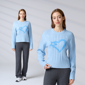 OEM ODM <b>Pullover</b> Knitwear Cable Long Sleeve Crew Neck Women's Sweaters with Embroidery Logo - Product Image 1
