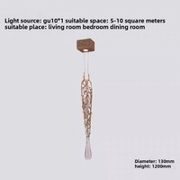 Lámpara de Araña de Cobre Artística, Creativa, Ajustable en Altura, con Cristales Grandes, Estilo Vintage, Moderna, para Vestíbulo de Villa o Escalera