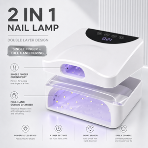 2026 High Power Plastic UV LED Nail <b>Lamp</b> FD-777 Fast Curing Gel Polish Dryer Double Layer Design Single Finger Curing Port Salon - Product Image 1