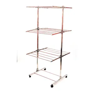 Wholesale Indoor Rolling Clothes Dryer Rack Stand 3 Tier Drying Rack Foldable Clothes Laundry Cloth Drying Rack
